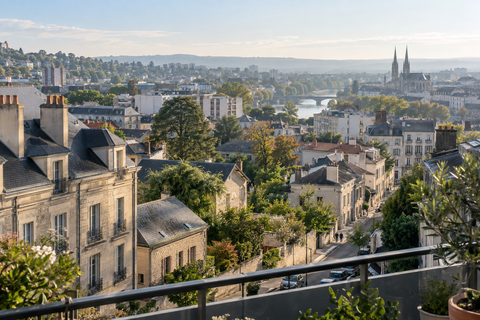Vue panoramique de logements dans une ville française, illustration du baromètre immobilier